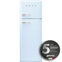 FAB30RPB5UK 60cm 50s Style Right Hand Hinge Freezer over Fridge Pastel Blue
