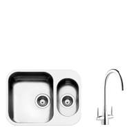 UMMIRO Alba Undermount Stainless Steel 1.5 Bowl Sink and MIRO Chrome Tap Pack