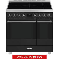 C92IPMB2 90cm Black Double Cavity Pyrolytic Cooker with Induction Hob