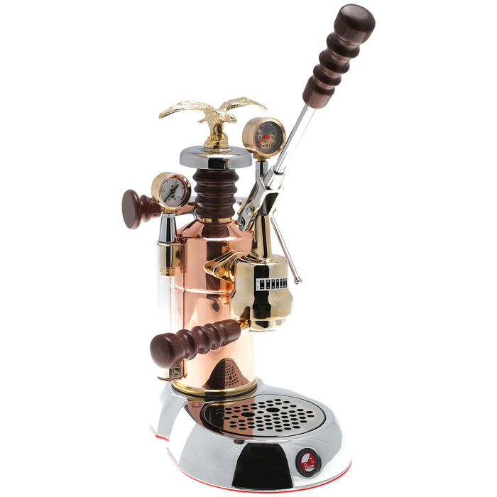 LPLESE01UK La Pavoni Esperto Edotto Lever Coffee Machine Stainless Steel Brass Copper and Wood